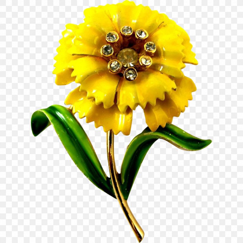 Common Sunflower Carnation Yellow Brooch, PNG, 960x960px, Common Sunflower, Blue, Brooch, Carnation, Crown Download Free
