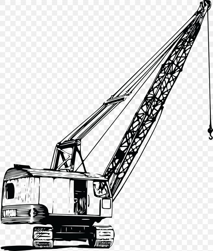Crane Hoist Architectural Engineering Clip Art, PNG, 4000x4700px, Crane, Architectural Engineering, Black And White, Construction Equipment, Hoist Download Free