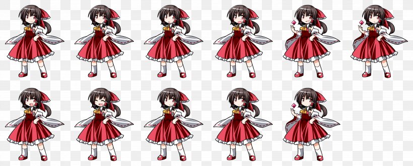 Reimu Hakurei Touhou Project Sprite Video Game Character, PNG, 4306x1736px, Watercolor, Cartoon, Flower, Frame, Heart Download Free