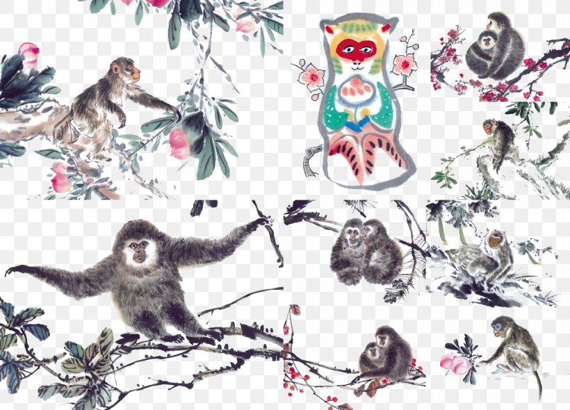 Monkey Chinese Zodiac U7f8a, PNG, 1000x720px, Monkey, Art, Chinese Zodiac, Collage, Fauna Download Free