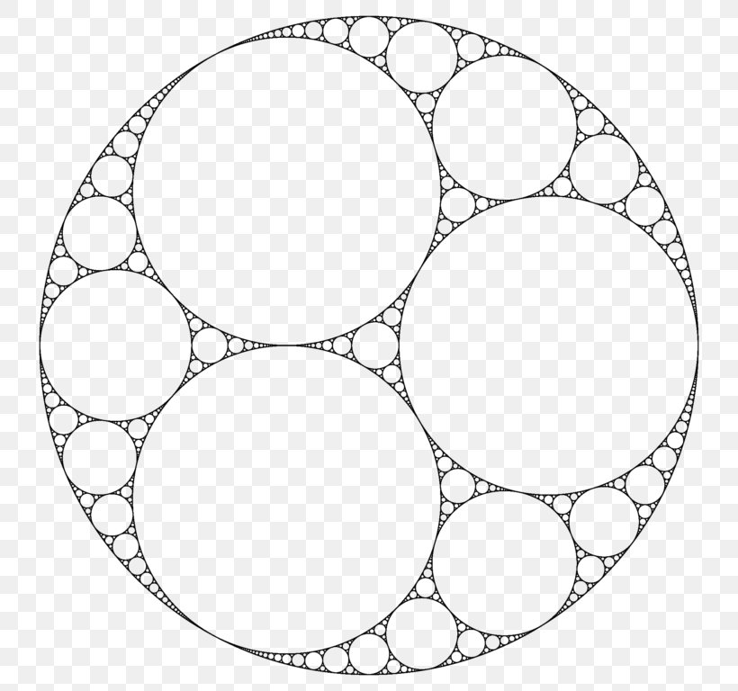 Apollonian Gasket Apollonian Sphere Packing Fractal Packing Problems Circle, PNG, 768x768px, Apollonian Gasket, Apollonian Sphere Packing, Area, Auto Part, Black And White Download Free