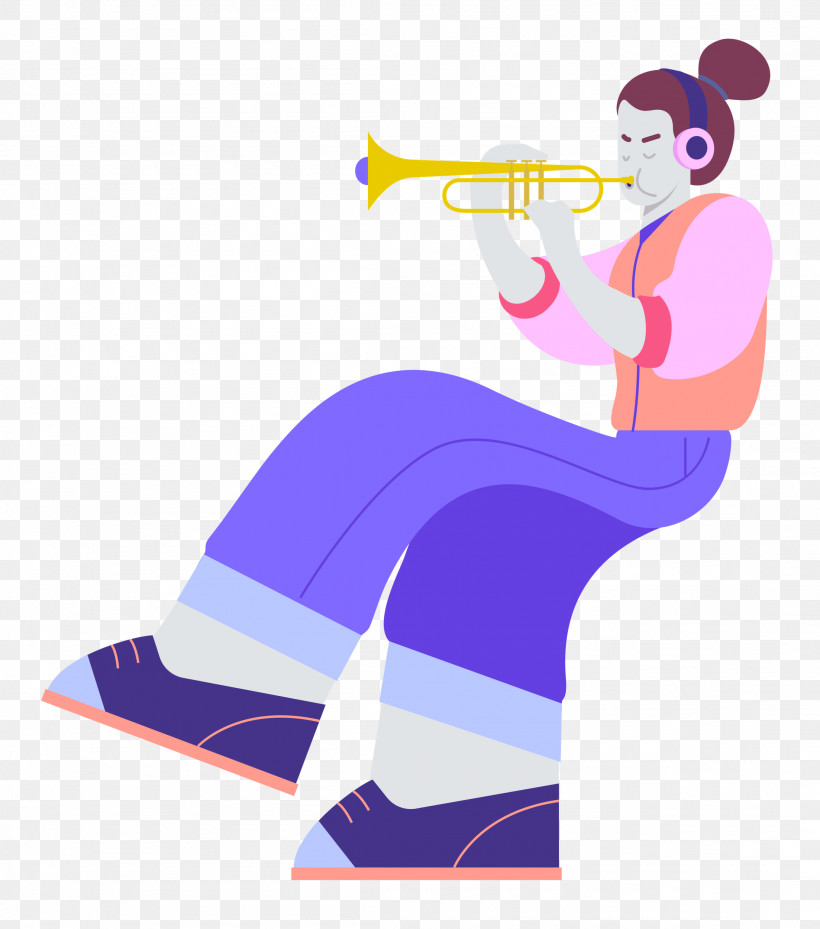 Playing The Trumpet Music, PNG, 2206x2500px, Music, Behavior, Cartoon, Character, Geometry Download Free