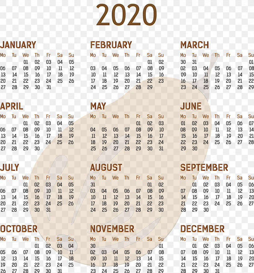 2020 Yearly Calendar Printable 2020 Yearly Calendar Template Full Year Calendar 2020, PNG, 2791x3000px, 365day Calendar, 2020 Yearly Calendar, Annual Calendar, Calendar, Calendar Date Download Free