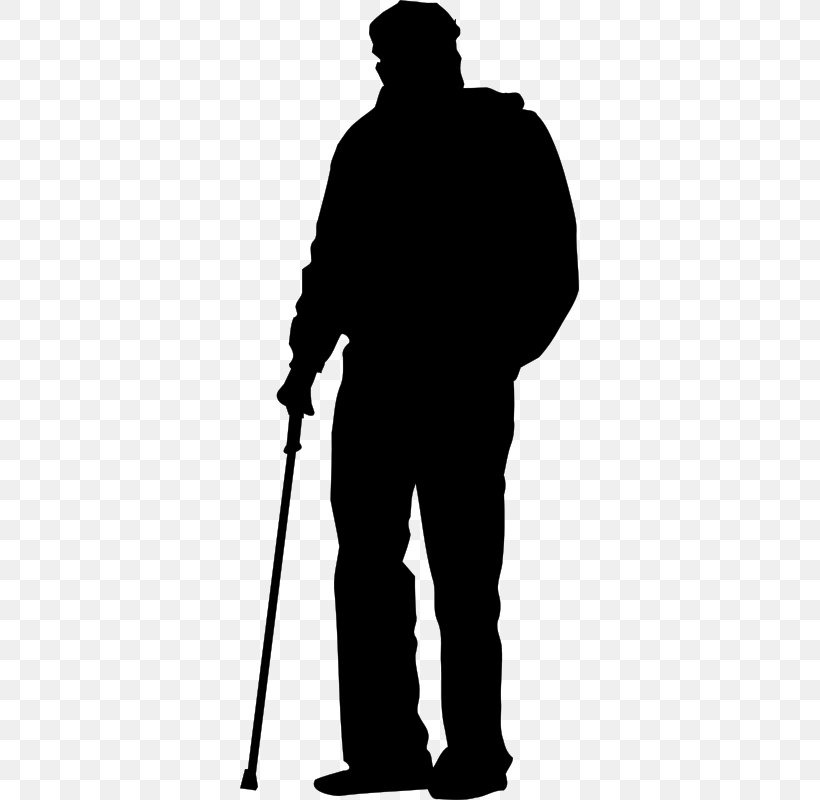 Silhouette Clip Art, PNG, 339x800px, Silhouette, Assistive Cane, Black And White, Drawing, Male Download Free