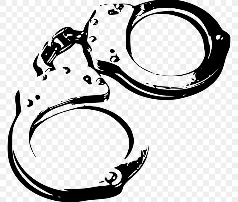 Handcuffs Royalty-free Police Clip Art, PNG, 768x696px, Handcuffs, Arrest, Artwork, Auto Part, Black And White Download Free