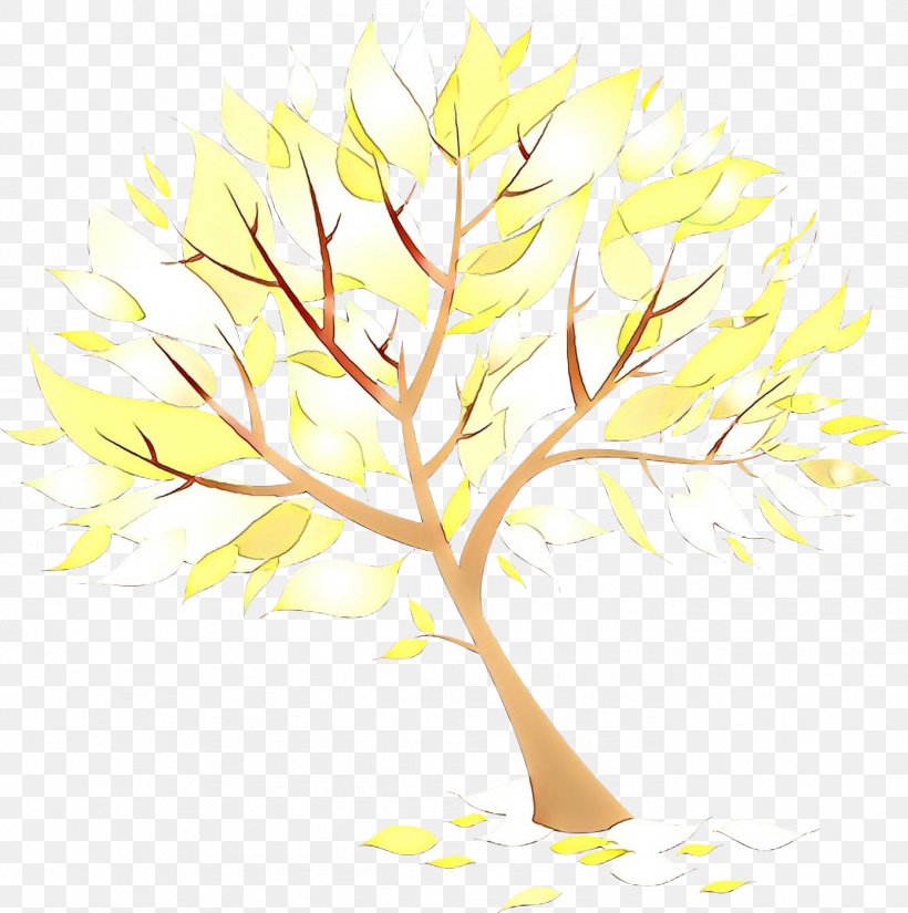 Tree Branch Yellow Leaf Plant, PNG, 1392x1402px, Cartoon, Branch, Flower, Leaf, Plant Download Free