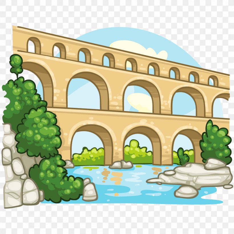 Aqueduct Cartoon Pyramid Of Cestius Clip Art, PNG, 1024x1024px, Aqueduct, Arch, Burial, Cartoon, Facade Download Free