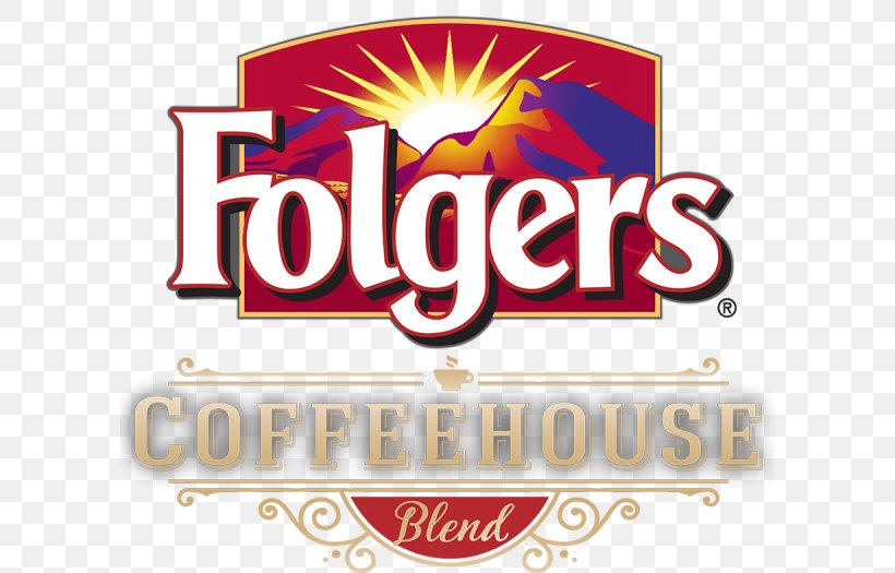 Folgers Instant Coffee Folgers Instant Coffee Logo Folgers CoffeeHouse Blend Medium Dark Roast Ground Coffee 306g, PNG, 600x525px, Coffee, Advertising, Area, Brand, Cafe Download Free