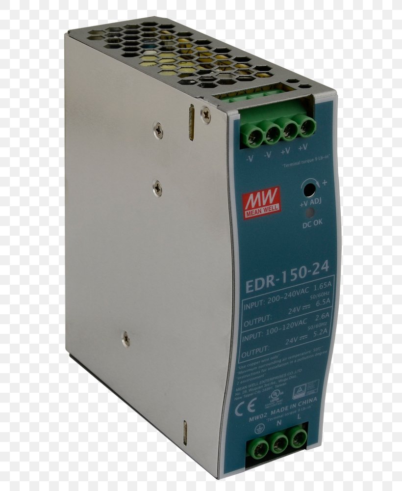 Power Converters Power Supply Unit MEAN WELL Enterprises Co., Ltd. Switched-mode Power Supply DIN Rail, PNG, 619x1000px, Power Converters, Computer Component, Din Rail, Direct Current, Electric Power Download Free