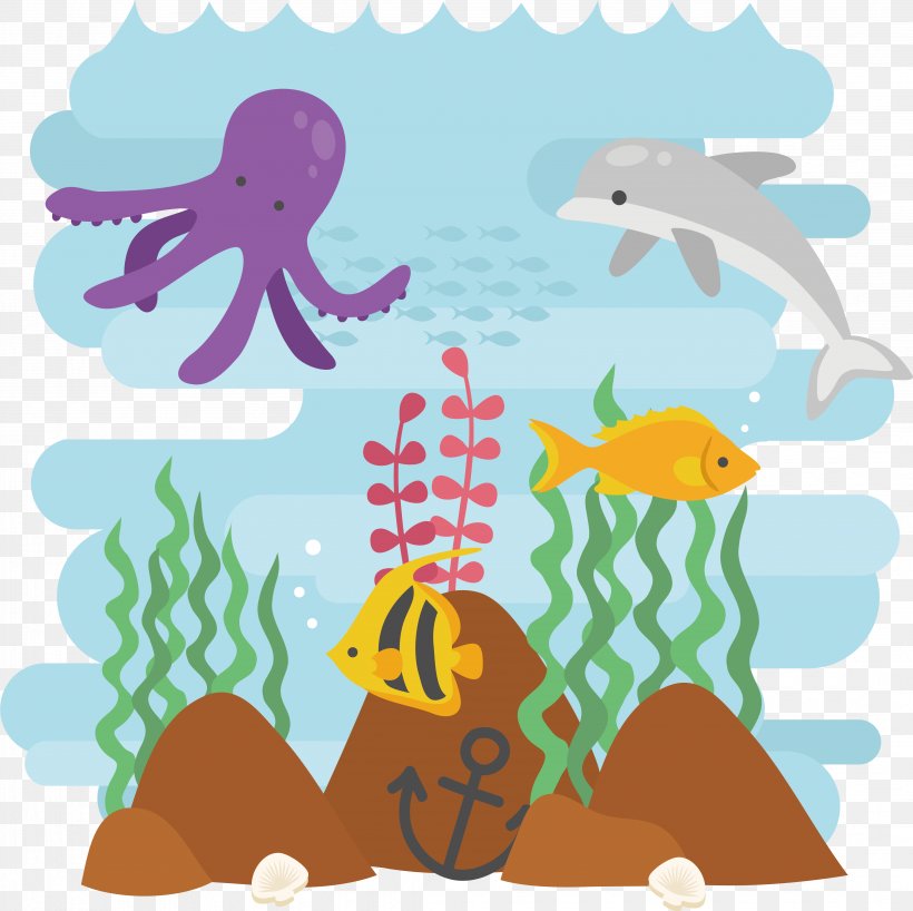 Seabed Seagrass Marine Biology Cartoon, PNG, 4325x4317px, Seabed, Aquatic Plant, Area, Art, Artwork Download Free