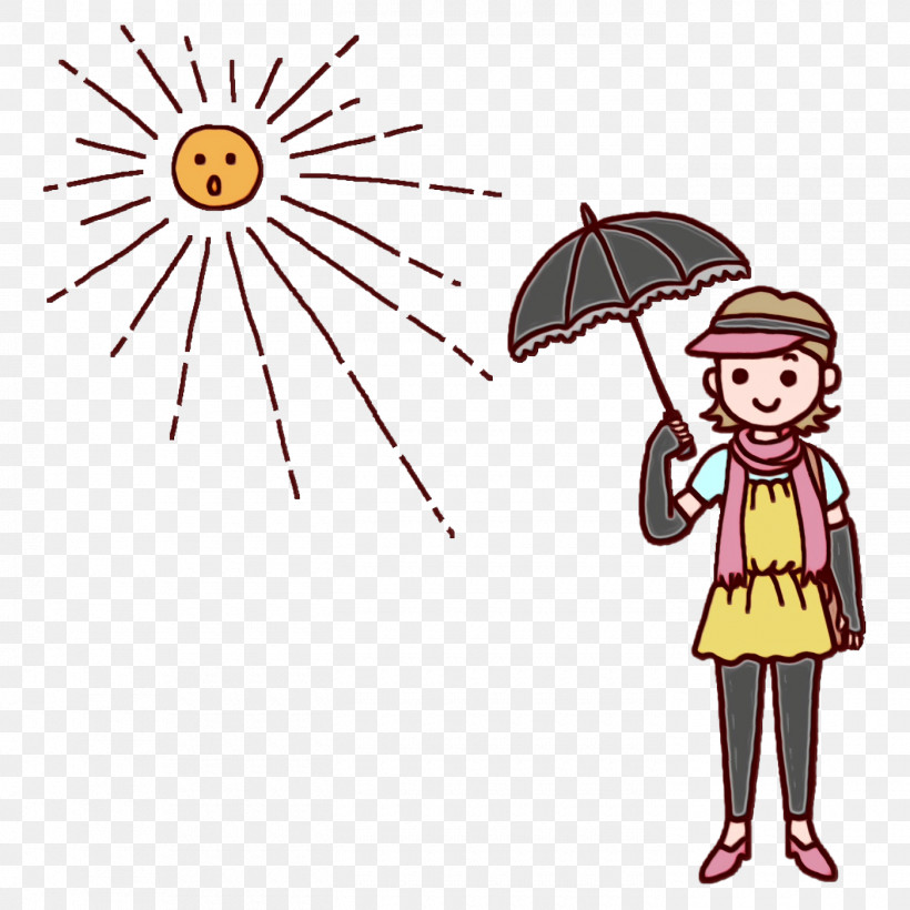 Cartoon Umbrella Flower Happiness Area, PNG, 1400x1400px, Summer, Area, Behavior, Cartoon, Flower Download Free