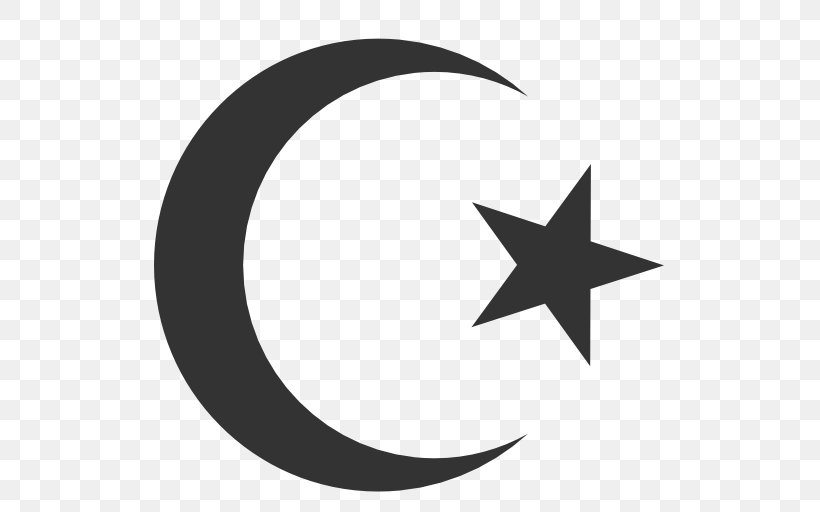 Star And Crescent Symbols Of Islam Moon, PNG, 512x512px, Star And Crescent, Black And White, Crescent, Culture, Islam Download Free