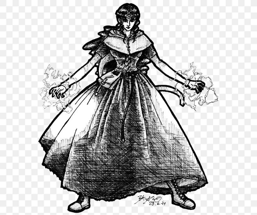 Gown Costume Design Sketch Illustration, PNG, 590x687px, Gown, Art, Black And White, Clothing, Costume Download Free