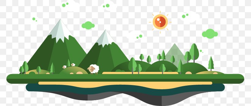 Creative Cartoon Flat Building Island Mountains Tree, PNG, 777x348px, Resource, Area, Computer Graphics, Grass, Green Download Free