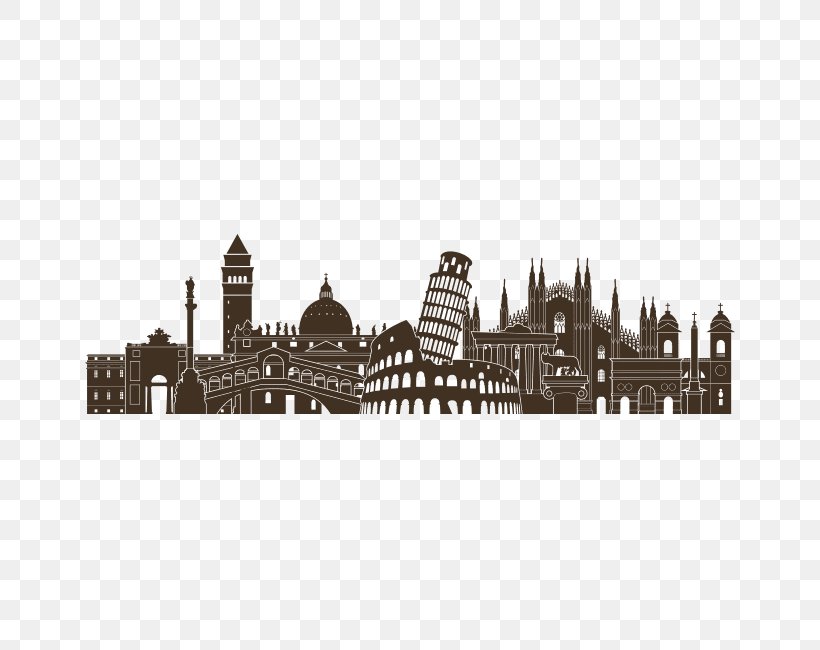 Italy Vector Graphics Skyline Royalty-free Silhouette, PNG, 650x650px, Italy, Black And White, City, Drawing, Facade Download Free