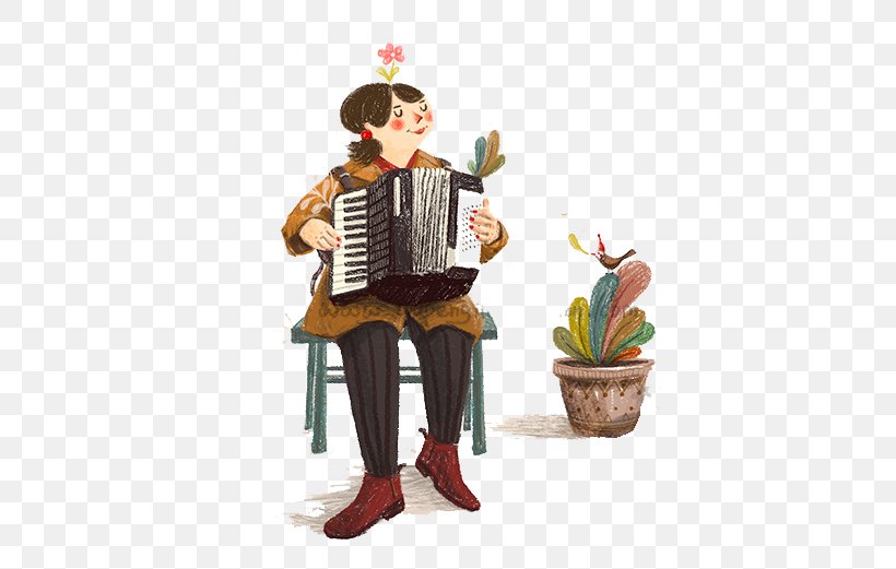 Accordion Cartoon Illustrator Illustration, PNG, 521x521px, Watercolor, Cartoon, Flower, Frame, Heart Download Free