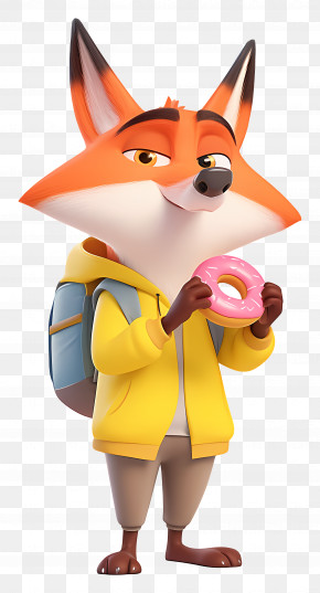 Fox Holding Doughnut - Playful Fox With Donut PNG