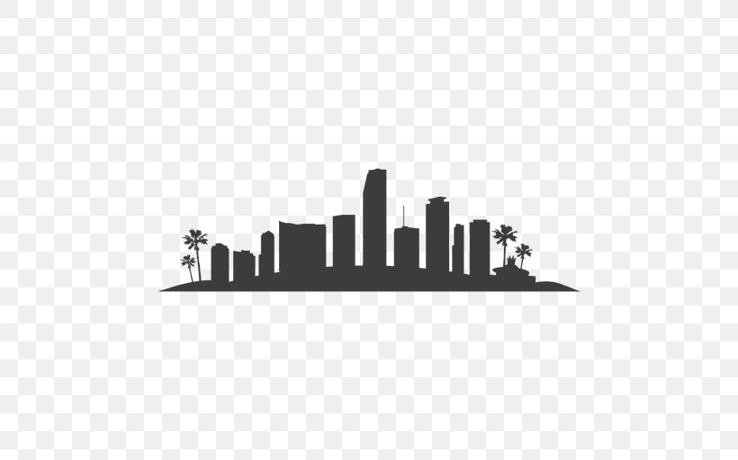 Miami Skyline Silhouette Drawing, PNG, 512x512px, Miami, Black And White, Building, City, Drawing Download Free