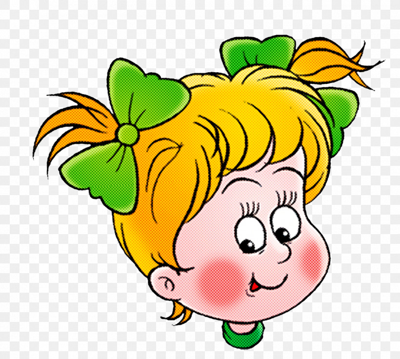 Cartoon Green Yellow Cheek Line, PNG, 1400x1258px, Cartoon Girl, Cartoon, Cheek, Green, Line Download Free