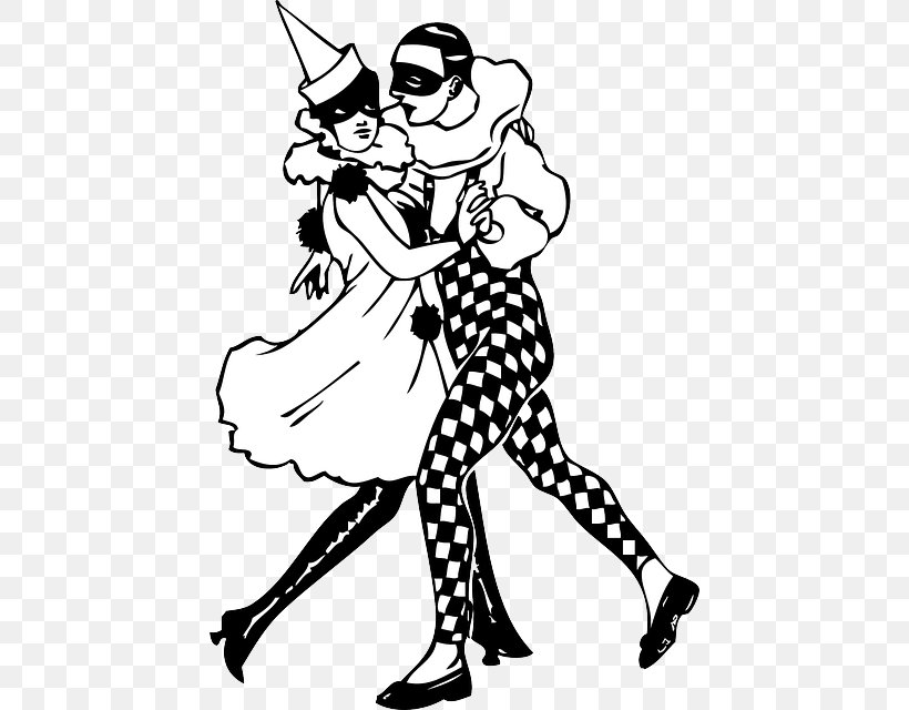 Harlequin Clip Art Vector Graphics Openclipart Pierrot, PNG, 442x640px, Harlequin, Art, Artwork, Black, Black And White Download Free