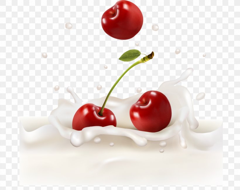 Milk Vector Graphics Stock Photography Cherries Illustration, PNG, 1280x1019px, Milk, Berries, Berry, Cherries, Cherry Download Free
