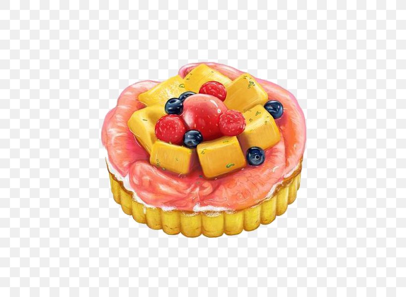 Fruitcake Tart Dessert Watercolor Painting, PNG, 600x600px, Fruitcake, Cake, Cream, Dessert, Drawing Download Free