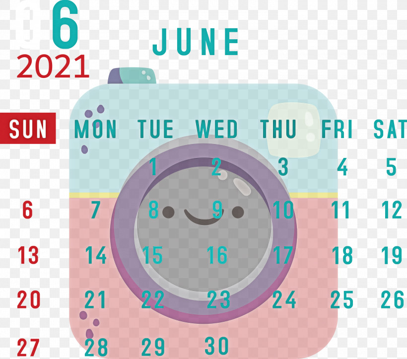 June 2021 Calendar 2021 Calendar June 2021 Printable Calendar, PNG, 3000x2646px, 2021 Calendar, Alarm Clock, Alarm Device, Aqua M, Clock Download Free