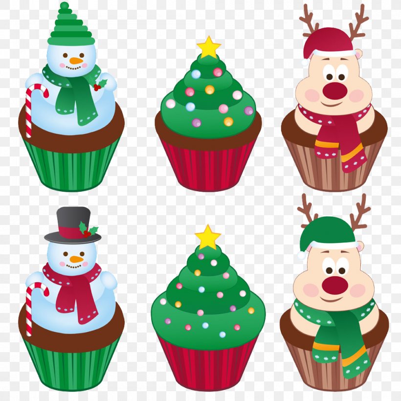 Christmas Cupcakes Christmas Cake Christmas Pudding Santa Claus, PNG, 1000x1000px, Cupcake, Cake, Christmas, Christmas Cake, Christmas Cupcakes Download Free