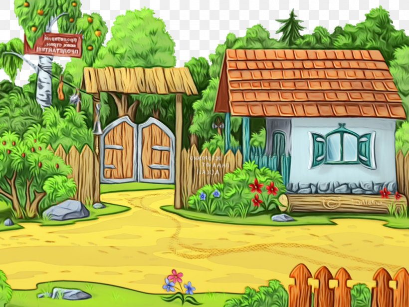 Natural Landscape Property House Cartoon Grass, PNG, 1000x750px, Watercolor, Adventure Game, Biome, Cartoon, Garden Download Free