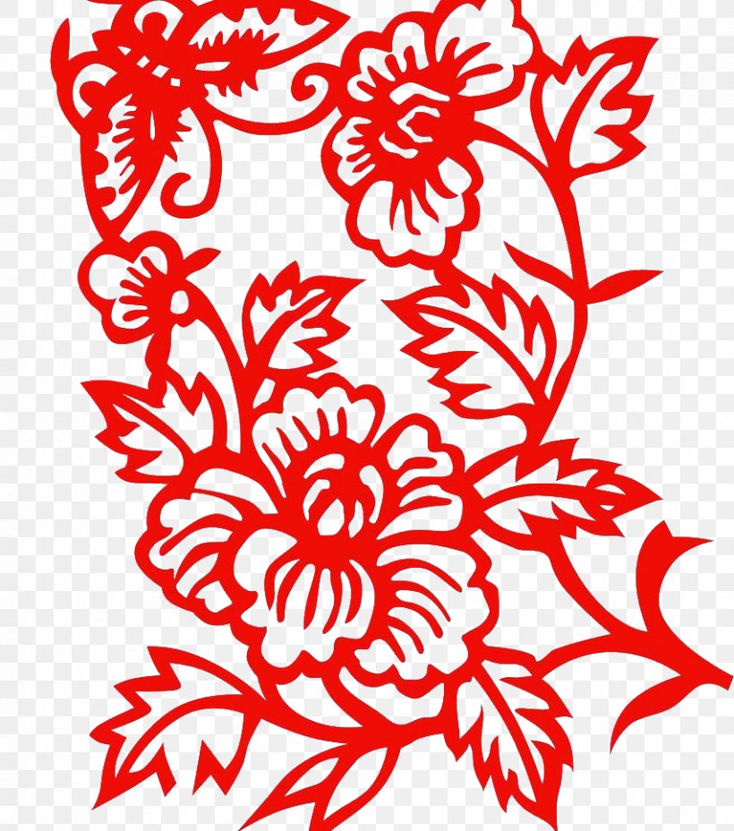 Papercutting Moutan Peony Chinese Paper Cutting Chinese New Year, PNG, 853x966px, Papercutting, Artwork, Black And White, Book, Branch Download Free