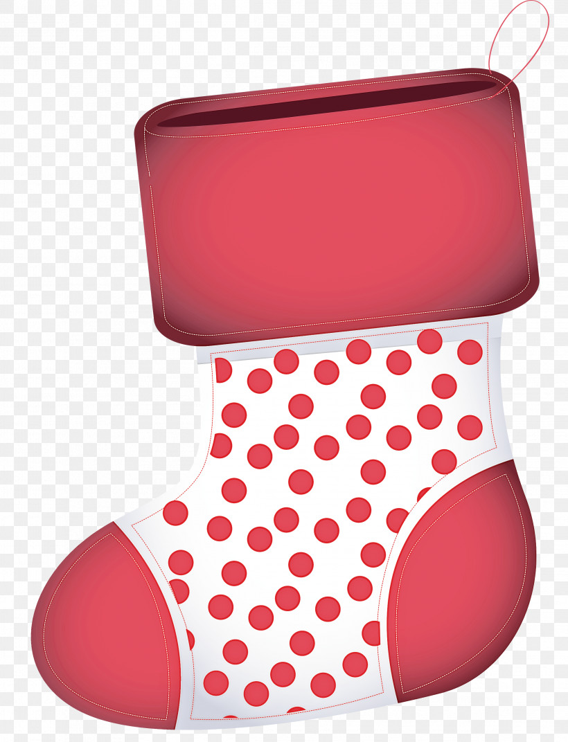Christmas Stocking, PNG, 2294x3000px, Christmas Stocking, Footwear, Pink, Polka Dot, Red Download Free