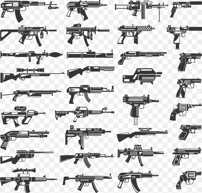 Firearm Weapon Stock Pistol Machine Gun, PNG, 4044x3864px, Watercolor, Cartoon, Flower, Frame, Heart Download Free