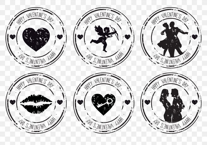 Valentines Day Rubber Stamp Wedding Postage Stamp, PNG, 5833x4083px, Valentines Day, Black And White, Body Jewelry, Button, Cdr Download Free