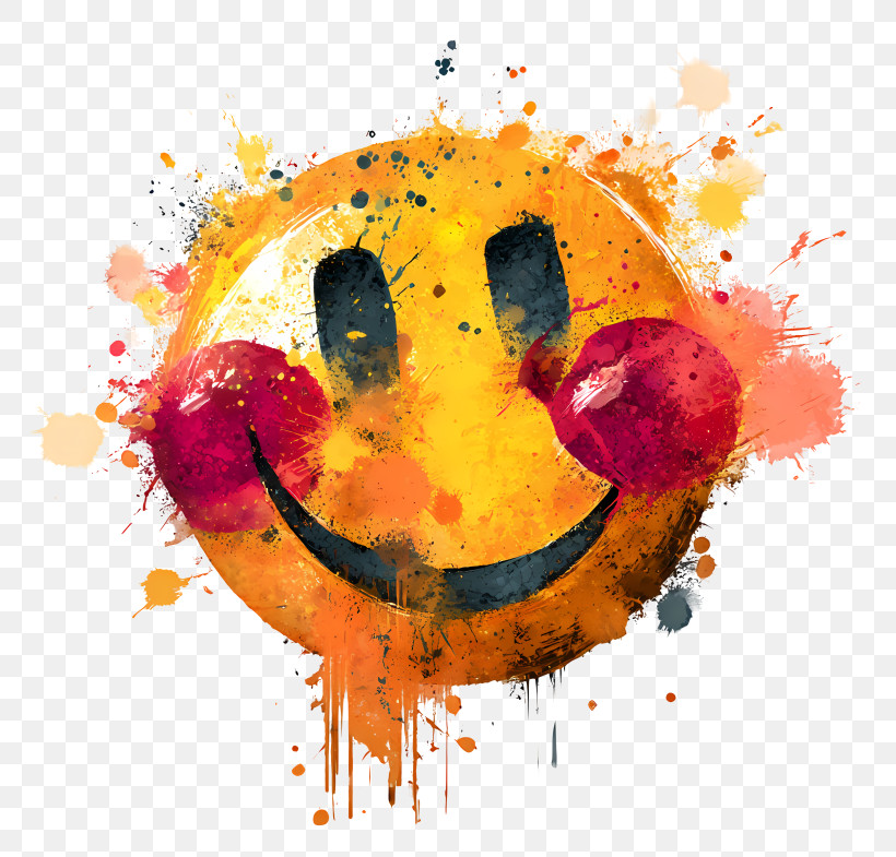 Paint Splatter - Smiley Face With Paint Splatter PNG