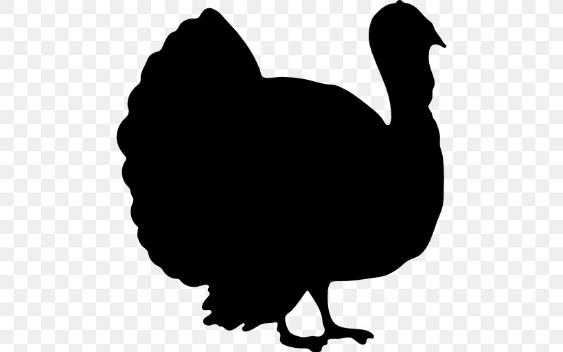 Turkey Meat Silhouette Clip Art, PNG, 512x512px, Turkey, Beak, Bird, Black And White, Chicken Download Free
