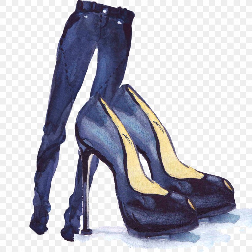 High-heeled Footwear Shoe Jeans Clothing, PNG, 1000x1000px, Watercolor, Cartoon, Flower, Frame, Heart Download Free
