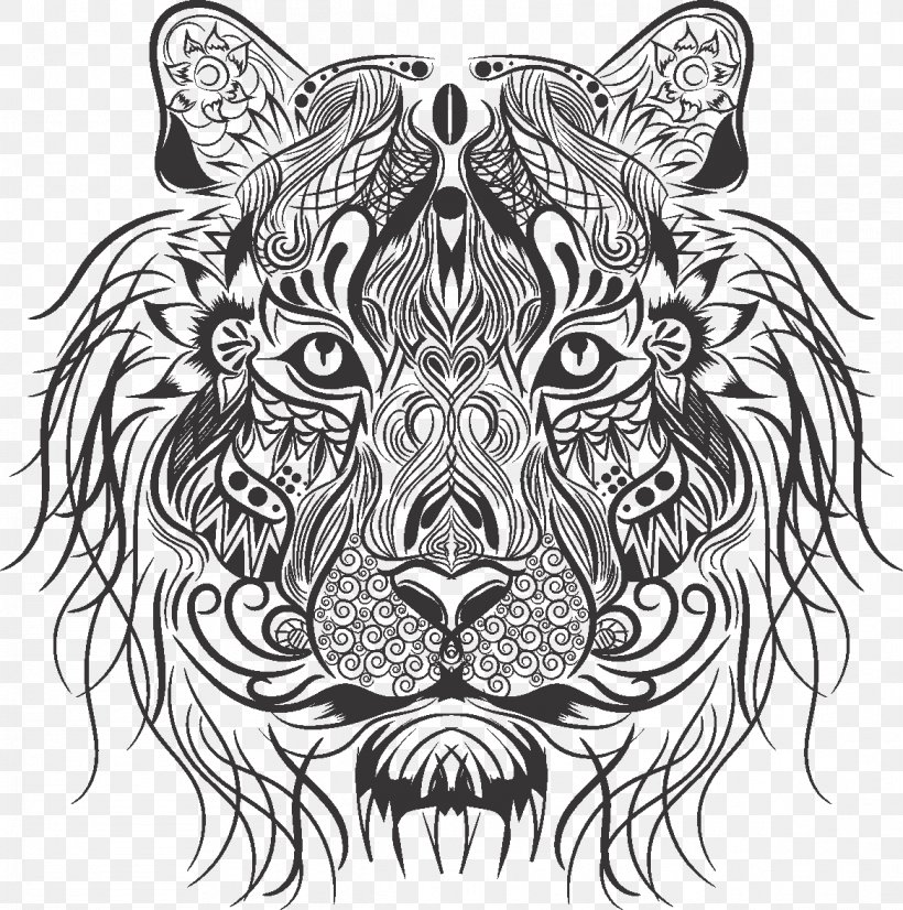 Tiger Lionhead Rabbit Drawing Whiskers, PNG, 1167x1176px, Tiger, Art, Big Cats, Black, Black And White Download Free