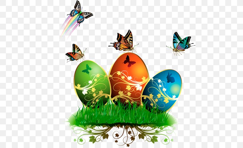Easter Bunny Easter Postcard Easter Egg Vector Graphics, PNG, 500x500px, Easter Bunny, Butterfly, Easter, Easter Egg, Easter Postcard Download Free