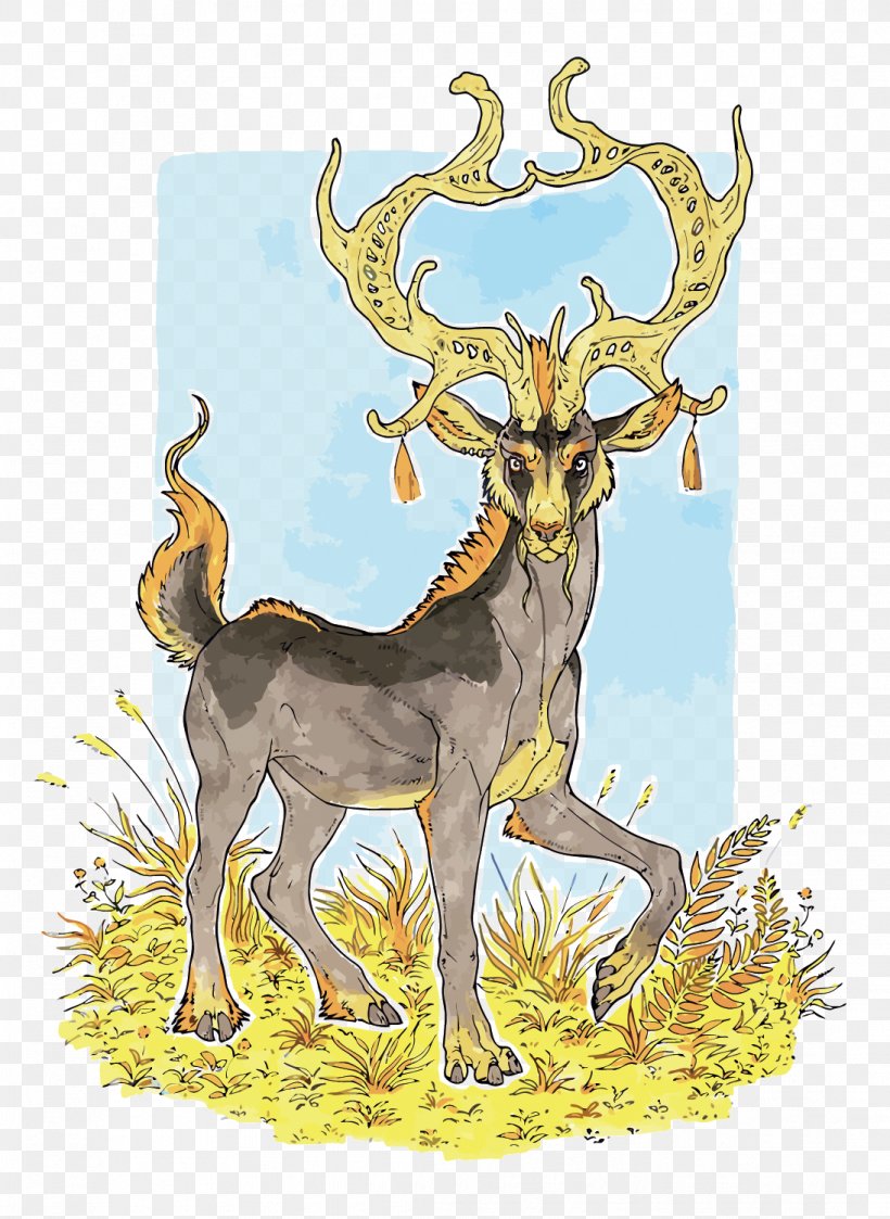 Reindeer Elk Watercolor Painting Illustration, PNG, 1095x1500px, Reindeer, Antler, Art, Deer, Deviantart Download Free