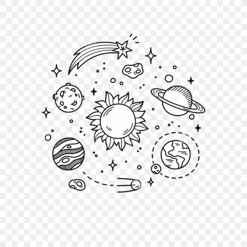 Drawing Doodle Space, PNG, 1024x1024px, Drawing, Area, Artwork, Black, Black And White Download Free