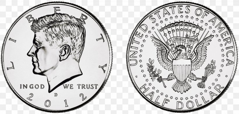 Kennedy Half Dollar Dollar Coin United States Mint, PNG, 2904x1392px, Philadelphia Mint, Black And White, Brand, Coin, Coin Set Download Free