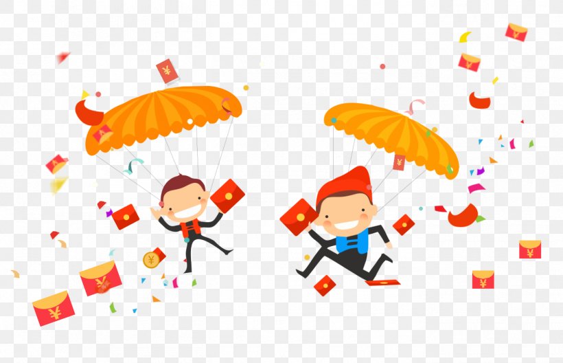 Parachute Cartoon Parachuting, PNG, 1365x879px, Red Envelope, Area, Art, Cartoon, Chinese New Year Download Free