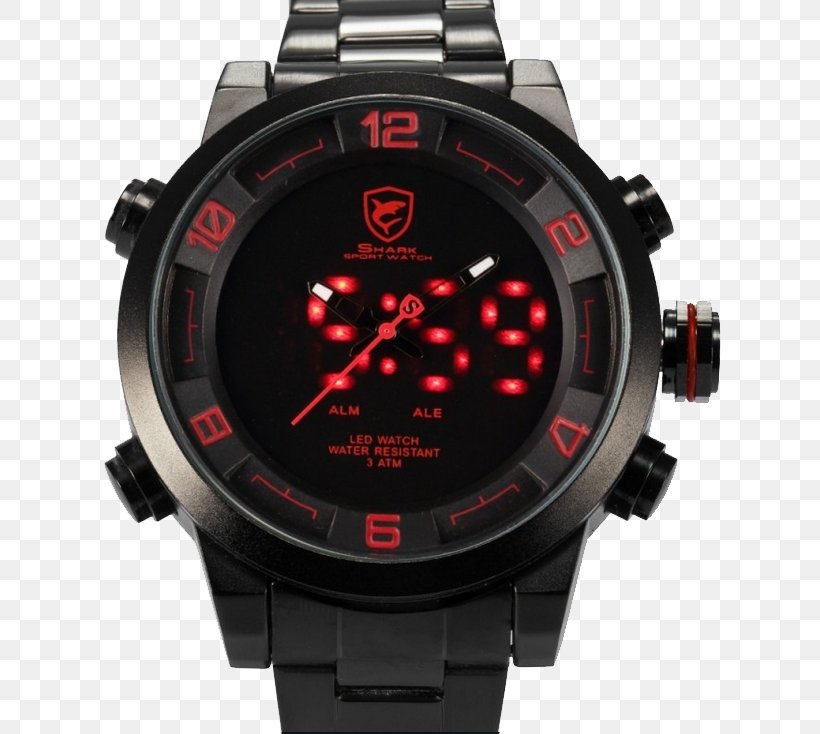 SHARK Sport Watch Quartz Clock Water Resistant Mark Dial, PNG, 672x734px, Watch, Analog Signal, Backlight, Brand, Chronograph Download Free