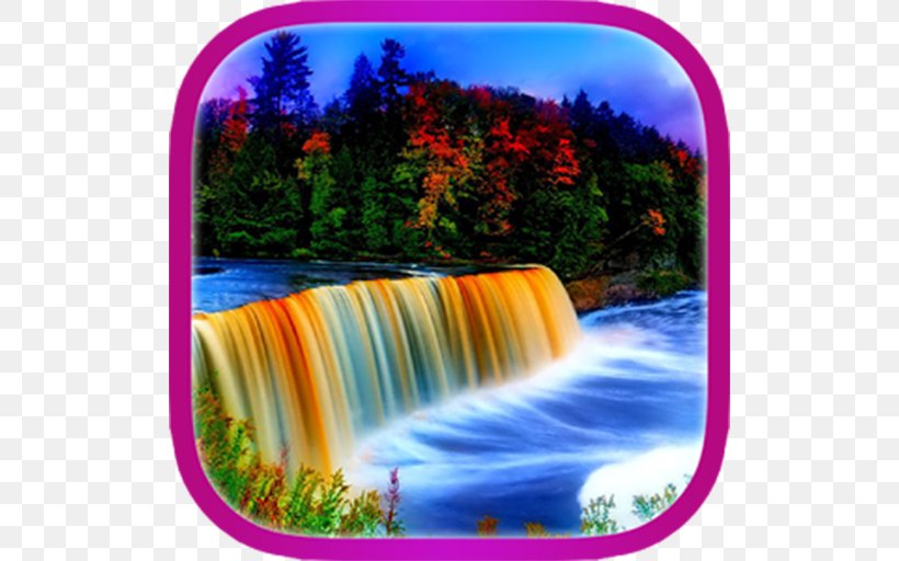 Desktop Wallpaper Waterfall High-definition Television 1080p Stream, PNG, 512x512px, Waterfall, Body Of Water, Chute, Computer Monitors, Display Resolution Download Free