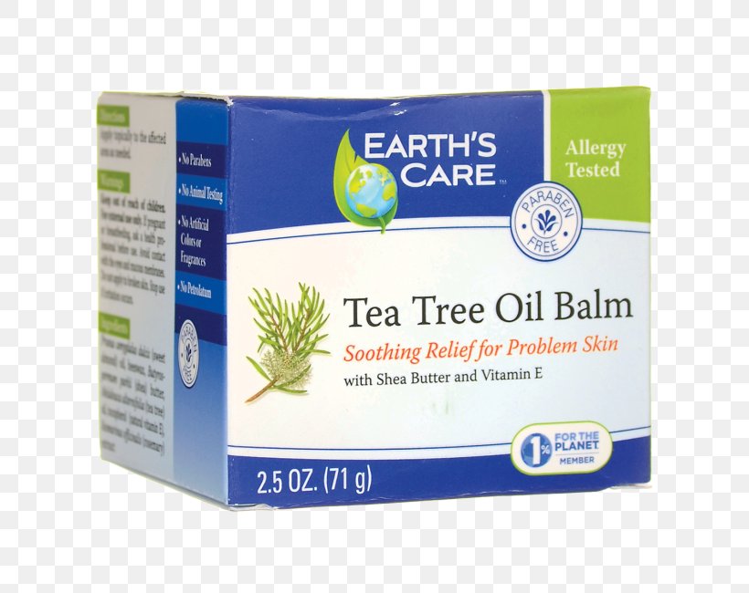 Lip Balm Lotion Earth's Care Tea Tree Oil Balm Liniment, PNG, 650x650px, Lip Balm, Brand, Cream, Herbal, Liniment Download Free
