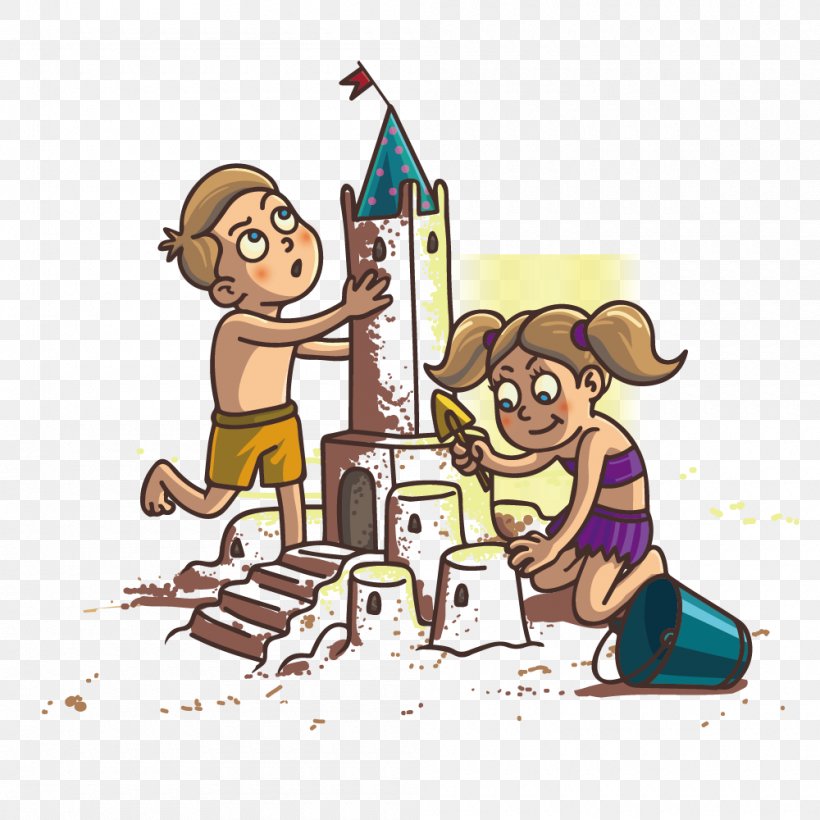 Child Sand Art And Play Castle Illustration, PNG, 1000x1000px, Child, Art, Beach, Boy, Building Download Free