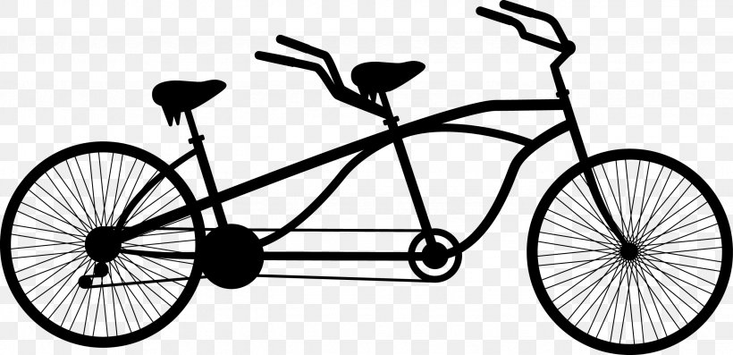 Tandem Bicycle Cycling Clip Art, PNG, 2674x1295px, Bicycle, Bicycle Accessory, Bicycle Drivetrain Part, Bicycle Frame, Bicycle Part Download Free