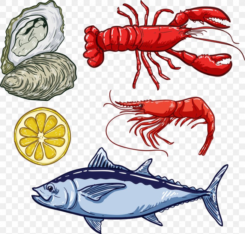 Fish Lobster Seafood Illustration, PNG, 898x858px, Fish, Art, Artwork, Automotive Design, Decapoda Download Free