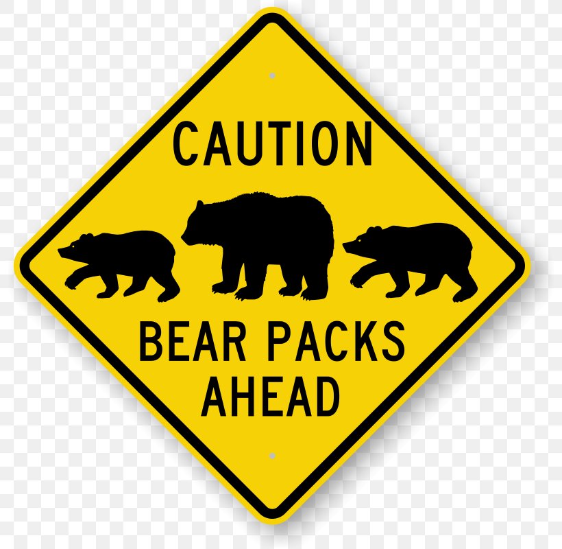 Warning Sign Bear Road, PNG, 800x800px, Warning Sign, Area, Bear, Brand, Can Stock Photo Download Free