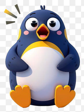 Cute Surprised Chubby Penguin PNG